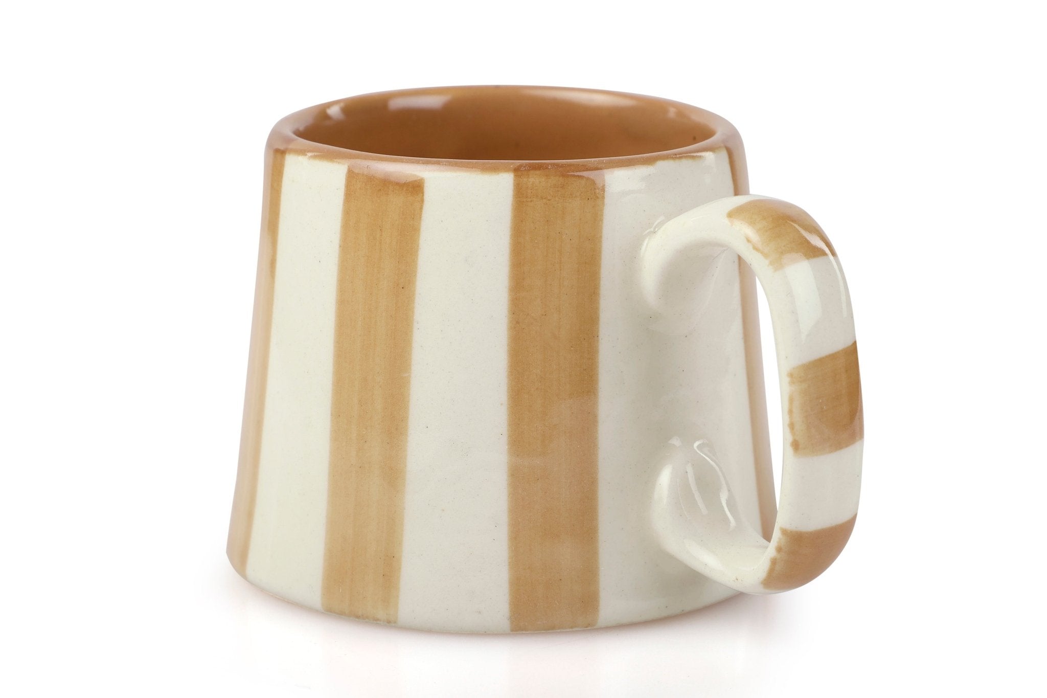 Ceramic Brown Stripe Coffee cup - 3.5 x 2.5 Inches ( Set of 4 ) - Che Cose Belle