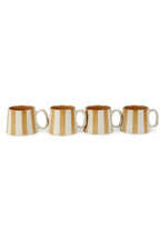 Ceramic Brown Stripe Coffee cup - 3.5 x 2.5 Inches ( Set of 4 ) - Che Cose Belle