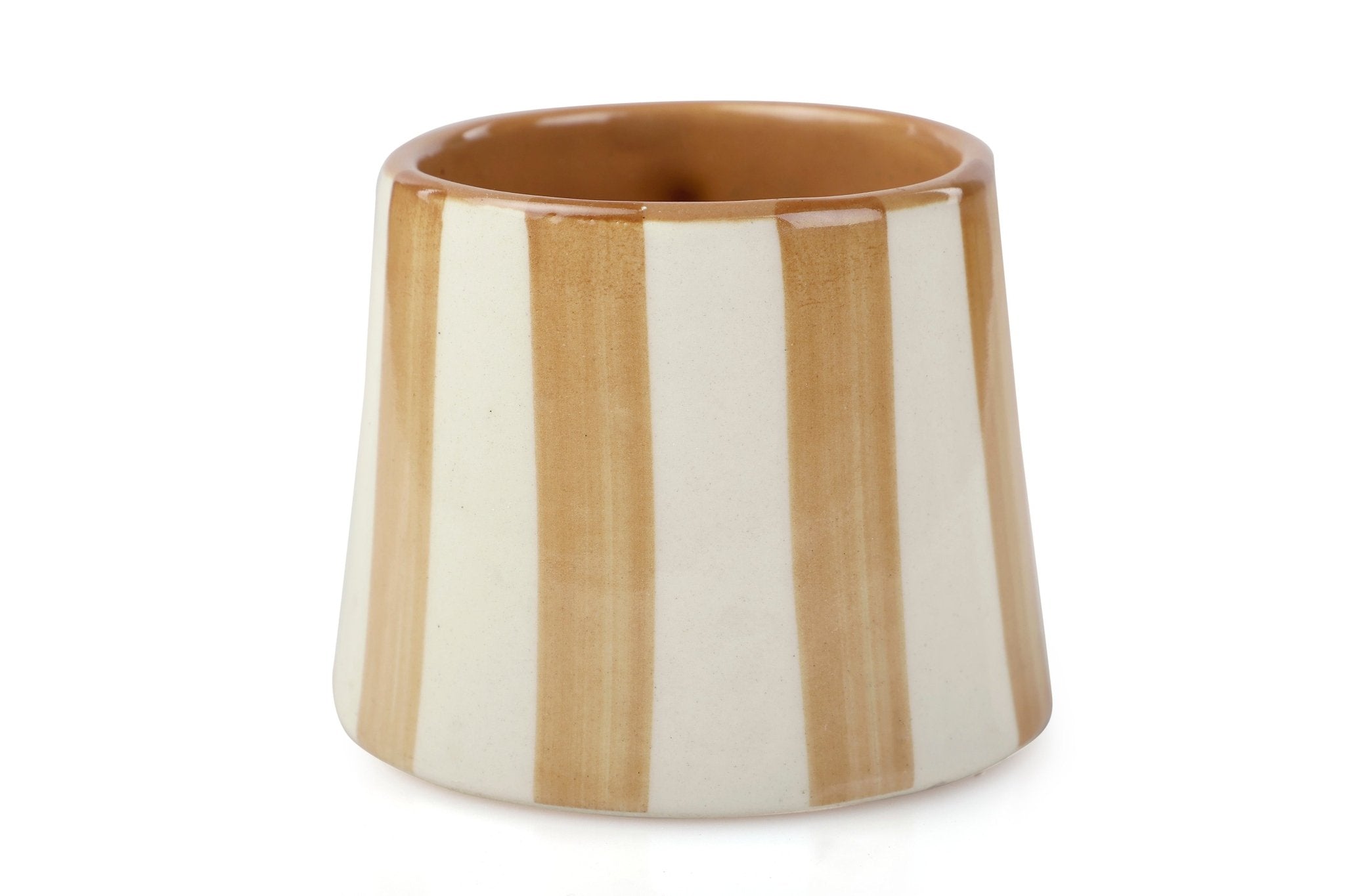 Ceramic Brown Stripe Coffee cup - 3.5 x 2.5 Inches ( Set of 4 ) - Che Cose Belle