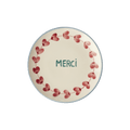 Ceramic Cake Plate with Hand Painted Merci - Che Cose Belle