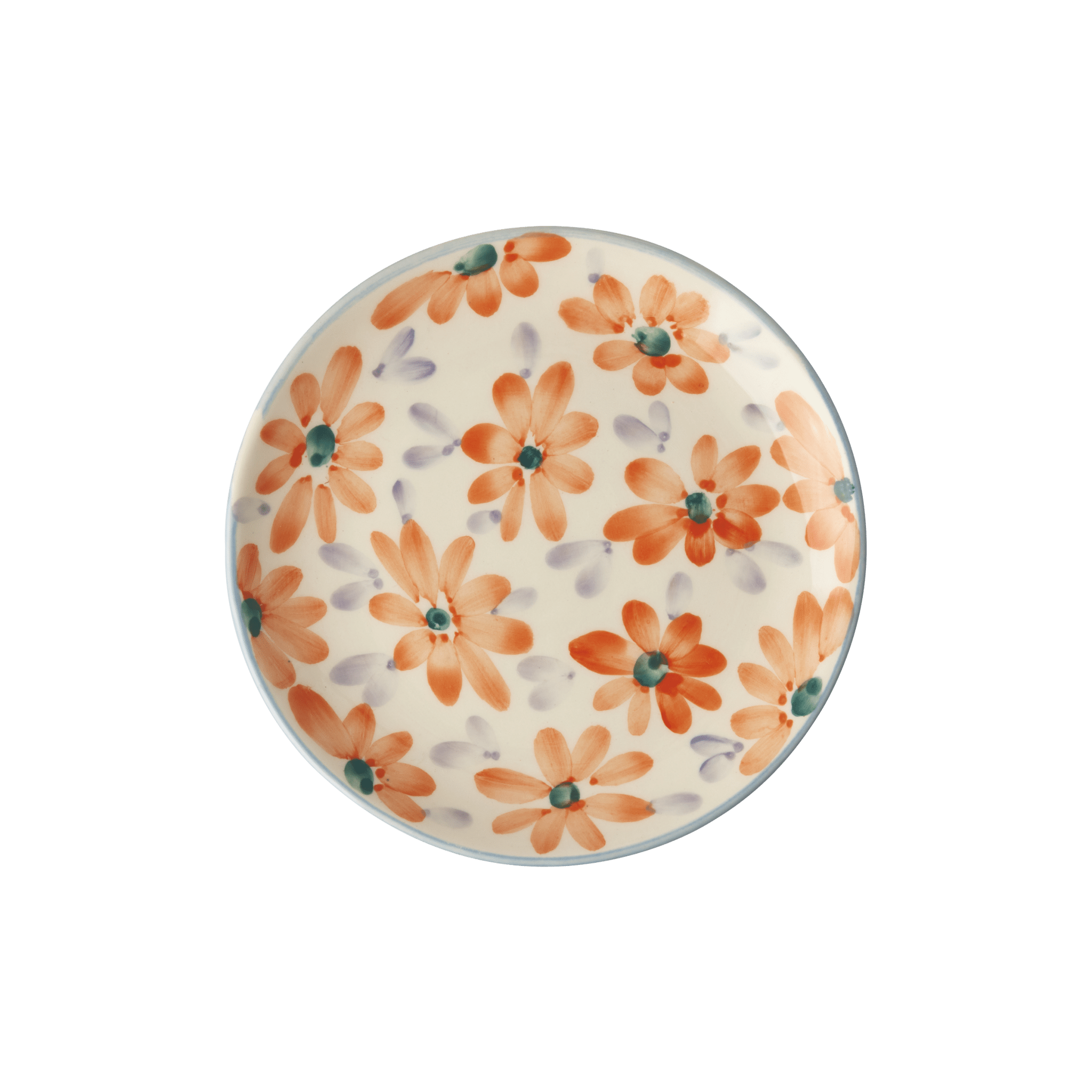 Ceramic Cake Plate with Hand Painted Orange Flowers - Che Cose Belle