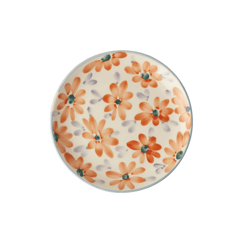 Ceramic Cake Plate with Hand Painted Orange Flowers - Che Cose Belle