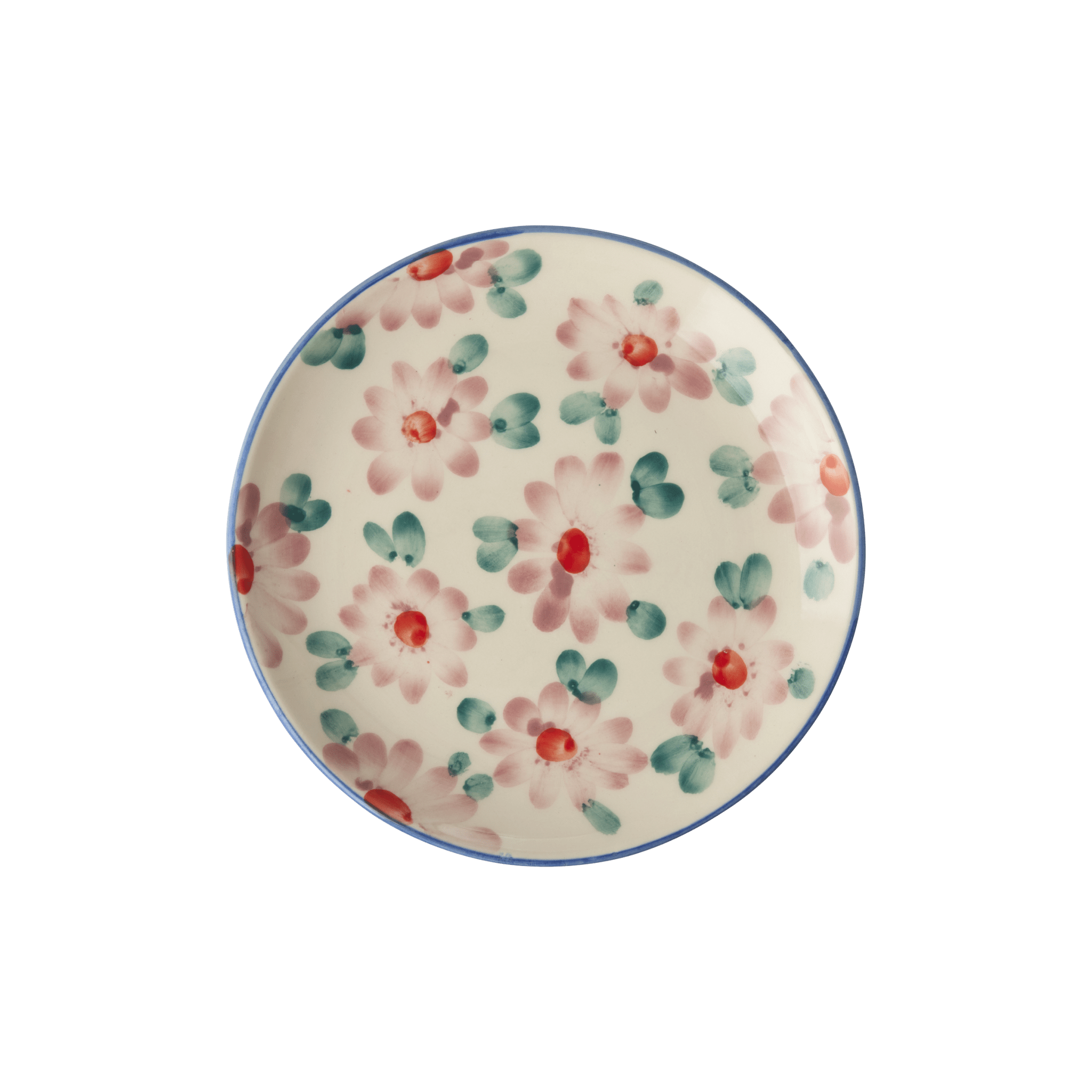 Ceramic Cake Plate with Hand Painted Pink Flowers - Che Cose Belle