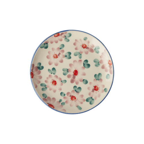 Ceramic Cake Plate with Hand Painted Pink Flowers - Che Cose Belle