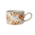 Ceramic Cappuccino Cup with Hand Painted Orange Flowers - 6.7 oz - Che Cose Belle