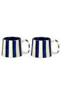 Ceramic Dark Blue Stripe Coffee cup - 3.5 x 2.5 Inches ( Set of 2 ) - Che Cose Belle