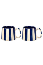 Ceramic Dark Blue Stripe Coffee cup - 3.5 x 2.5 Inches ( Set of 2 ) - Che Cose Belle