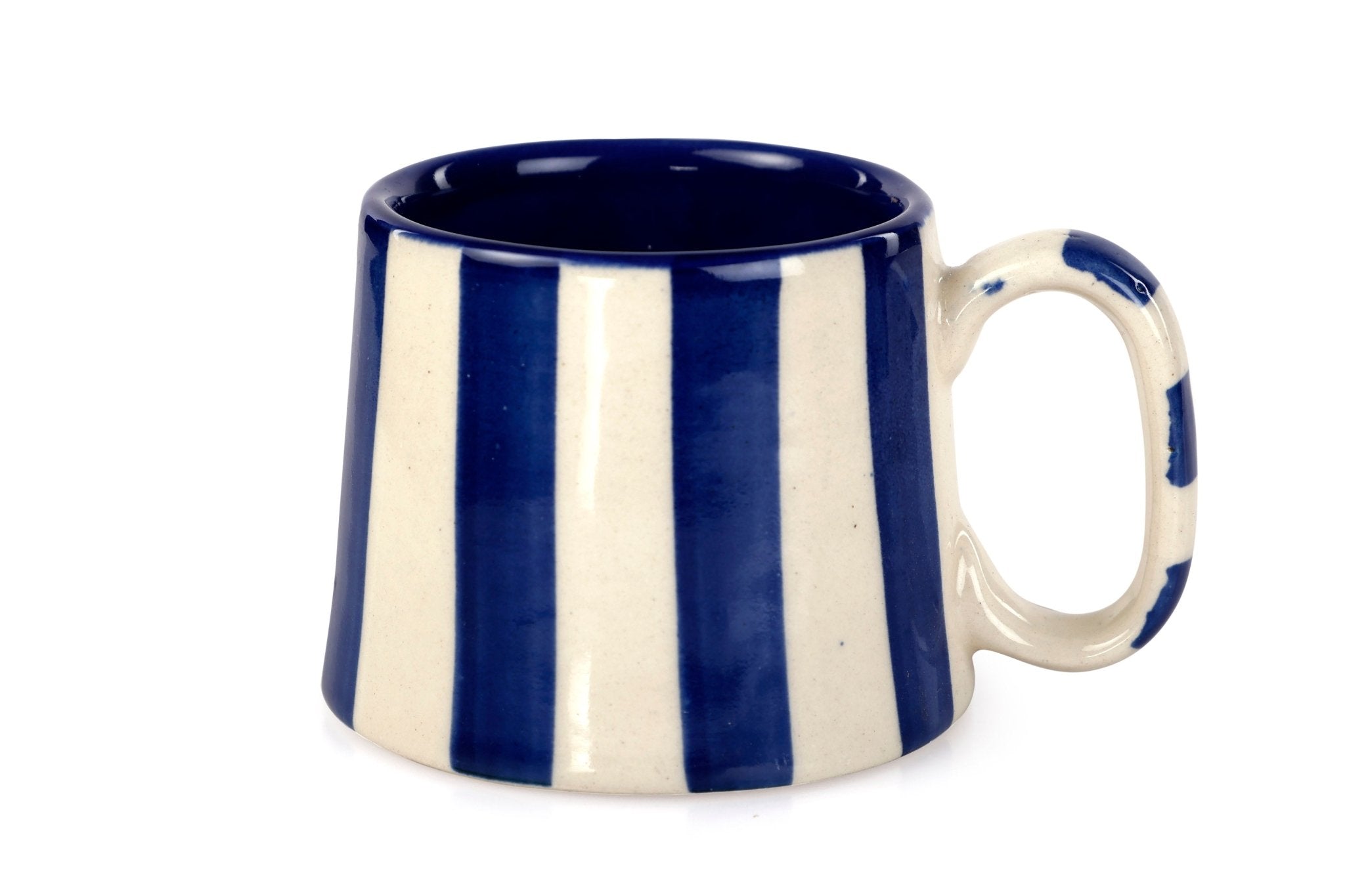 Ceramic Dark Blue Stripe Coffee cup - 3.5 x 2.5 Inches ( Set of 4 ) - Che Cose Belle