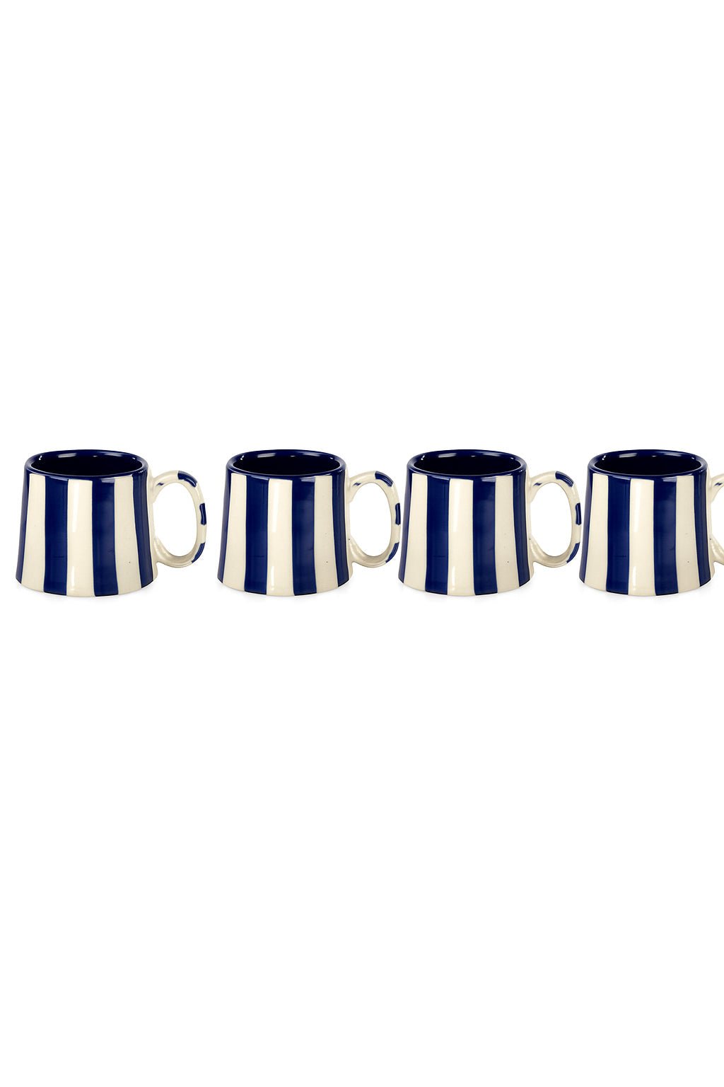 Ceramic Dark Blue Stripe Coffee cup - 3.5 x 2.5 Inches ( Set of 4 ) - Che Cose Belle