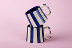 Ceramic Dark Blue Stripe Coffee cup - 3.5 x 2.5 Inches ( Set of 4 ) - Che Cose Belle