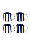 Ceramic Dark Blue Stripe Coffee cup - 3.5 x 2.5 Inches ( Set of 4 ) - Che Cose Belle