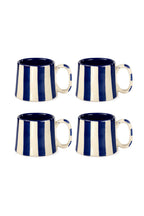 Ceramic Dark Blue Stripe Coffee cup - 3.5 x 2.5 Inches ( Set of 4 ) - Che Cose Belle