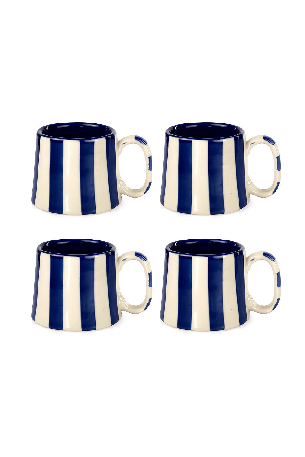 Ceramic Dark Blue Stripe Coffee cup - 3.5 x 2.5 Inches ( Set of 4 ) - Che Cose Belle