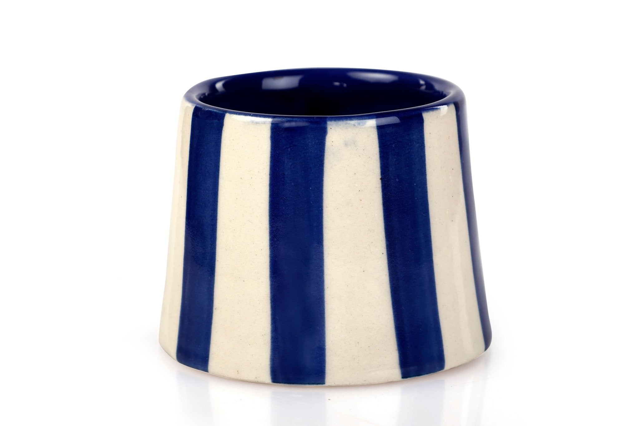 Ceramic Dark Blue Stripe Coffee cup - 3.5 x 2.5 Inches ( Set of 4 ) - Che Cose Belle