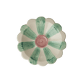 Ceramic Flower Dipping Bowl with Soft Green Hand Painted Stripes - Che Cose Belle