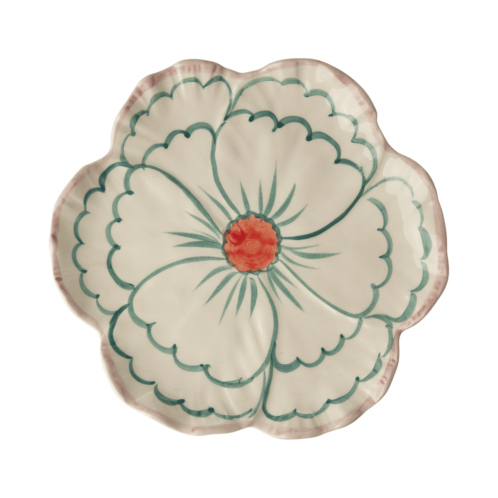 Ceramic Flower Shaped Side Plate with Pink Border - Che Cose Belle