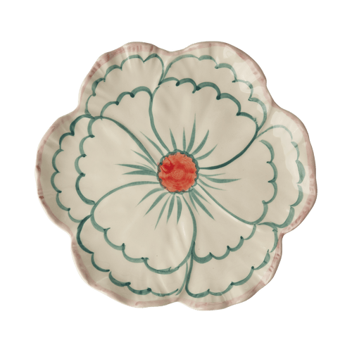Ceramic Flower Shaped Side Plate with Pink Border - Che Cose Belle
