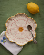Ceramic Flower Shaped Side Plate with Yellow Border - Che Cose Belle
