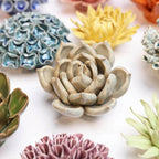 Ceramic Flower Wall Art Succulent Blue 12: Succulent Light Blue - Che Cose Belle