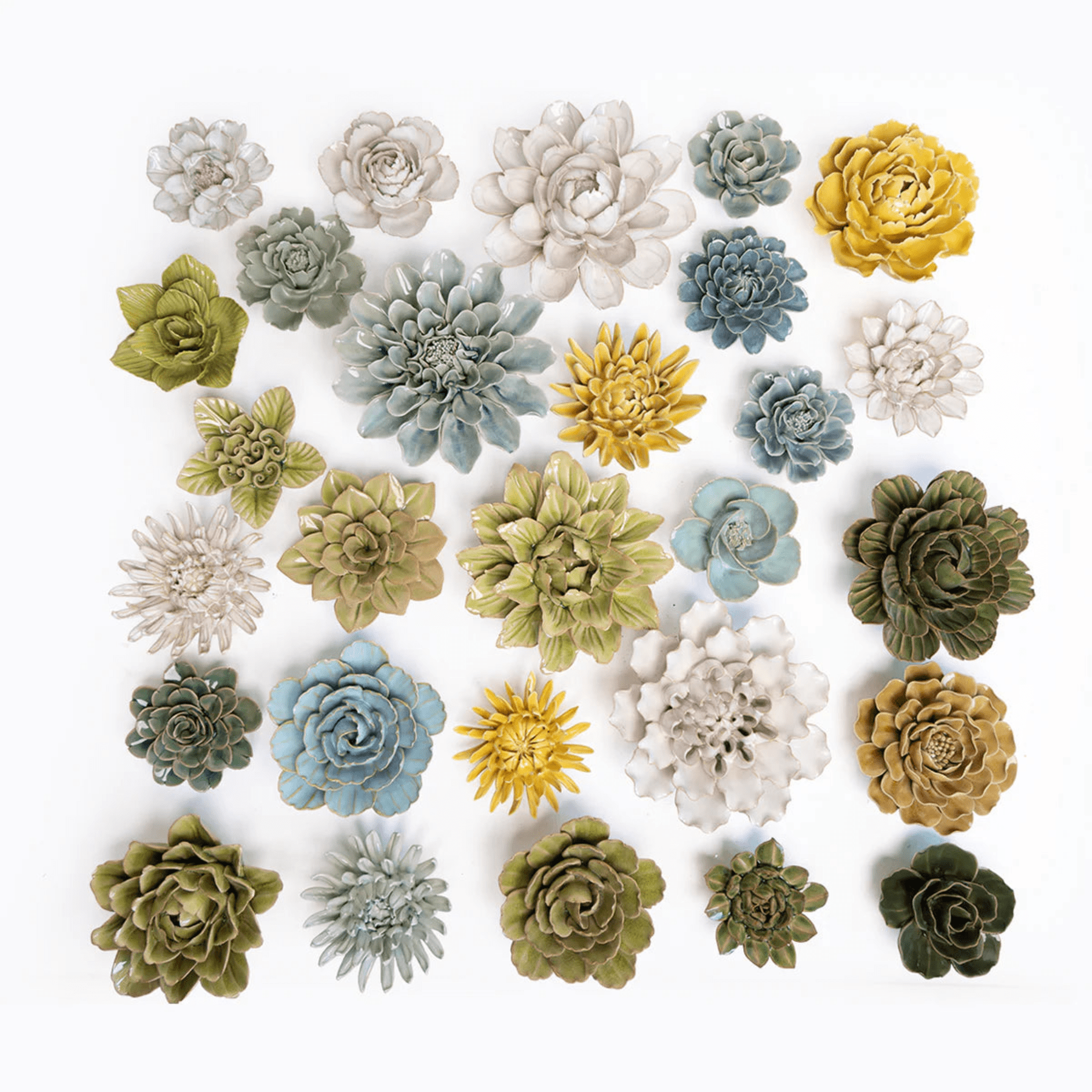 Ceramic Flower Wall Art Succulent Blue 12: Succulent Light Blue - Che Cose Belle