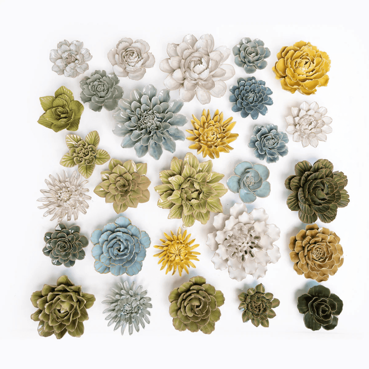 Ceramic Flower Wall Art Succulent Green 6: Large Succulent Green - Che Cose Belle