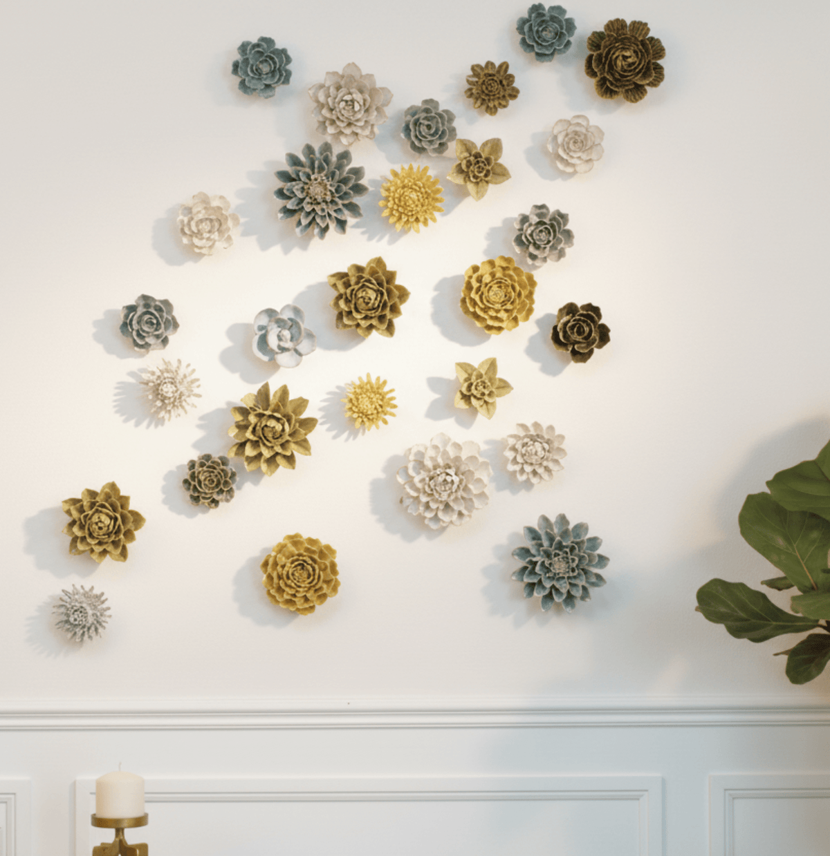 Ceramic Flower Wall Art Succulent Green 6: Large Succulent Green - Che Cose Belle