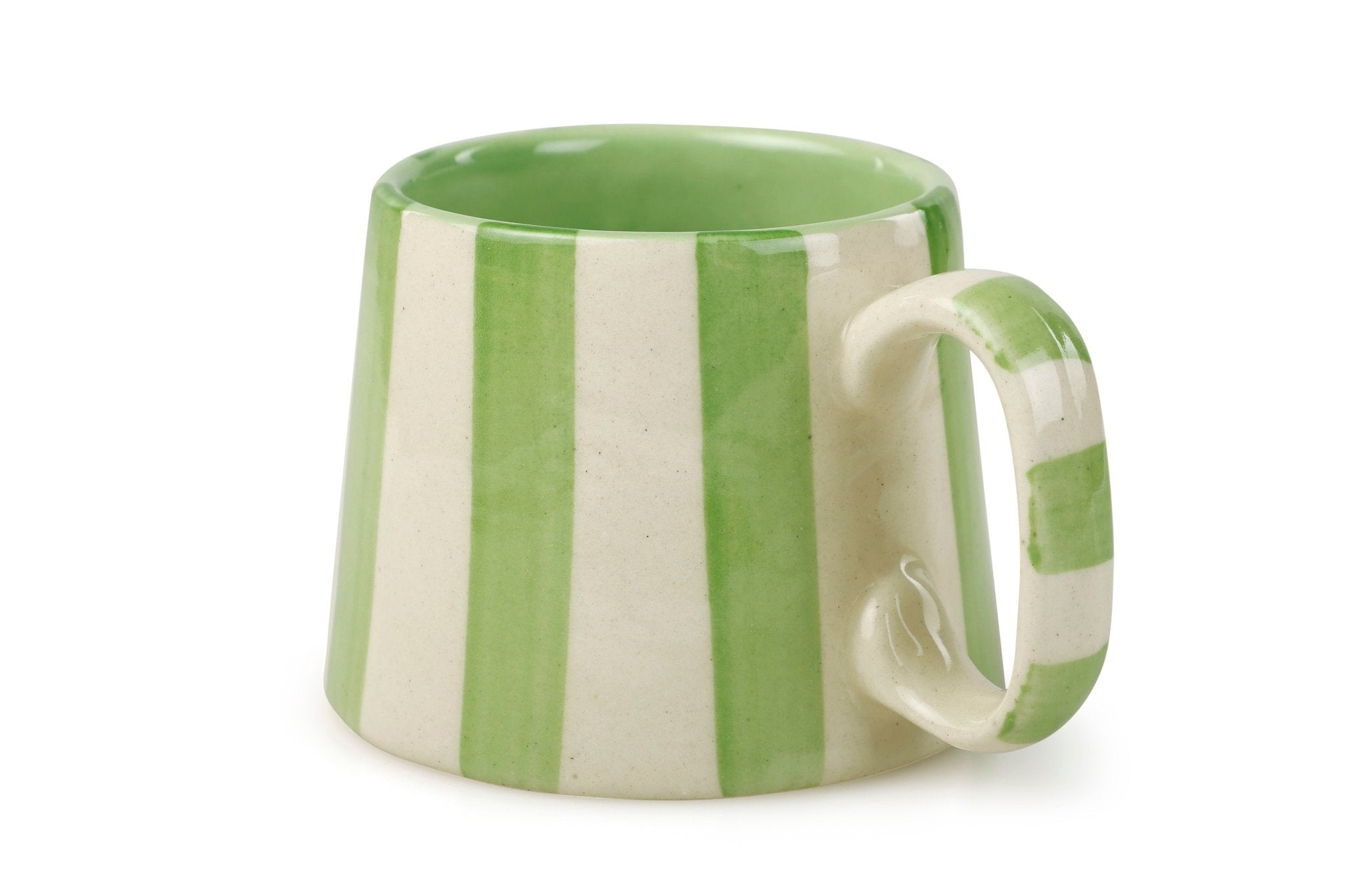 Ceramic Green Stripe Coffee cup - 3.5 x 2.5 Inches ( Set of 2 ) - Che Cose Belle