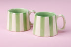 Ceramic Green Stripe Coffee cup - 3.5 x 2.5 Inches ( Set of 2 ) - Che Cose Belle
