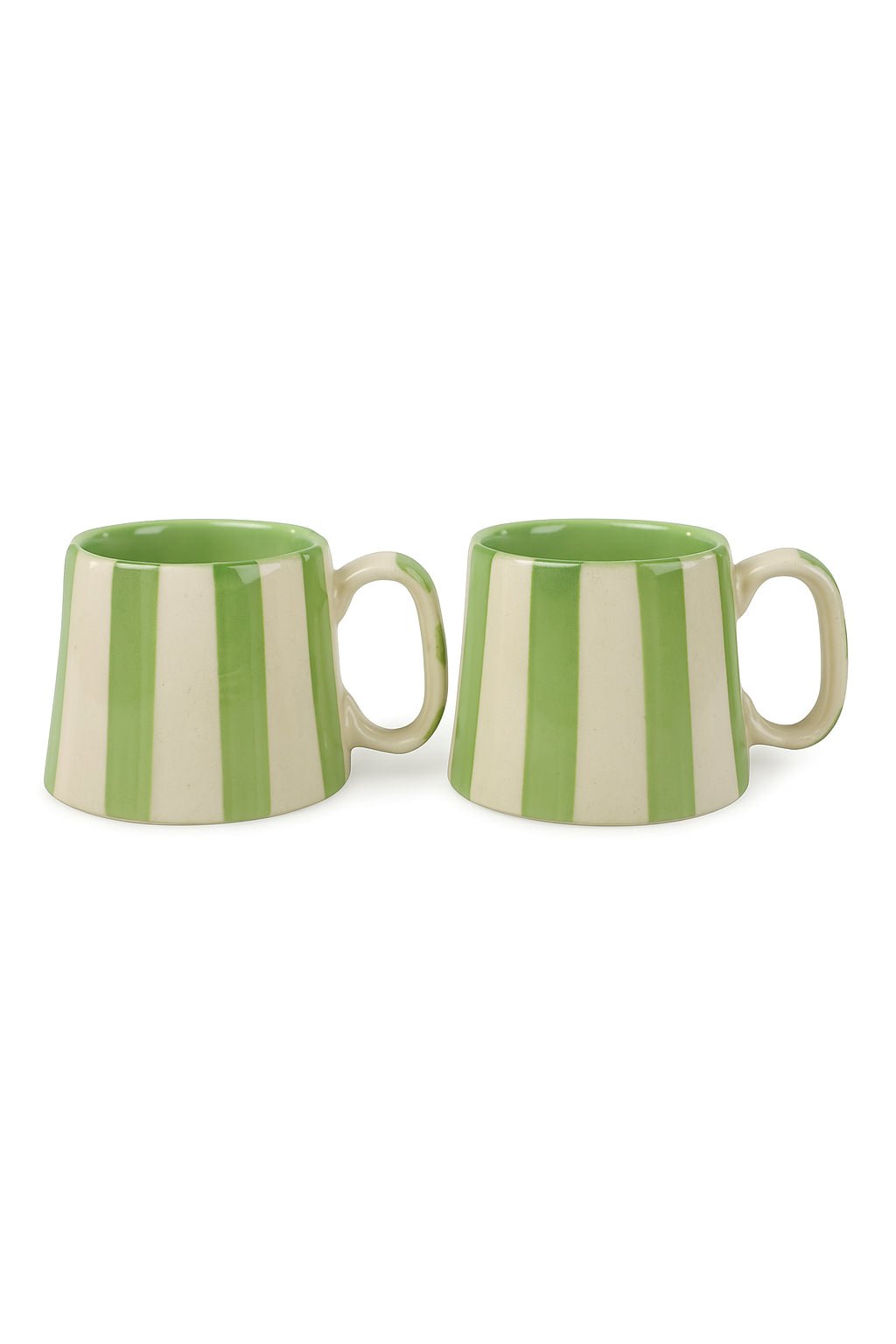 Ceramic Green Stripe Coffee cup - 3.5 x 2.5 Inches ( Set of 2 ) - Che Cose Belle