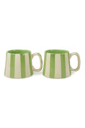Ceramic Green Stripe Coffee cup - 3.5 x 2.5 Inches ( Set of 2 ) - Che Cose Belle