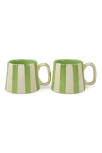 Ceramic Green Stripe Coffee cup - 3.5 x 2.5 Inches ( Set of 2 ) - Che Cose Belle