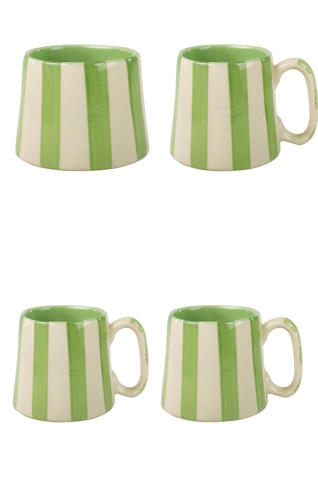 Ceramic Green Stripe Coffee cup - 3.5 x 2.5 Inches ( Set of 4 ) - Che Cose Belle
