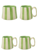 Ceramic Green Stripe Coffee cup - 3.5 x 2.5 Inches ( Set of 4 ) - Che Cose Belle