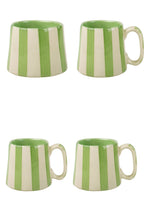 Ceramic Green Stripe Coffee cup - 3.5 x 2.5 Inches ( Set of 4 ) - Che Cose Belle