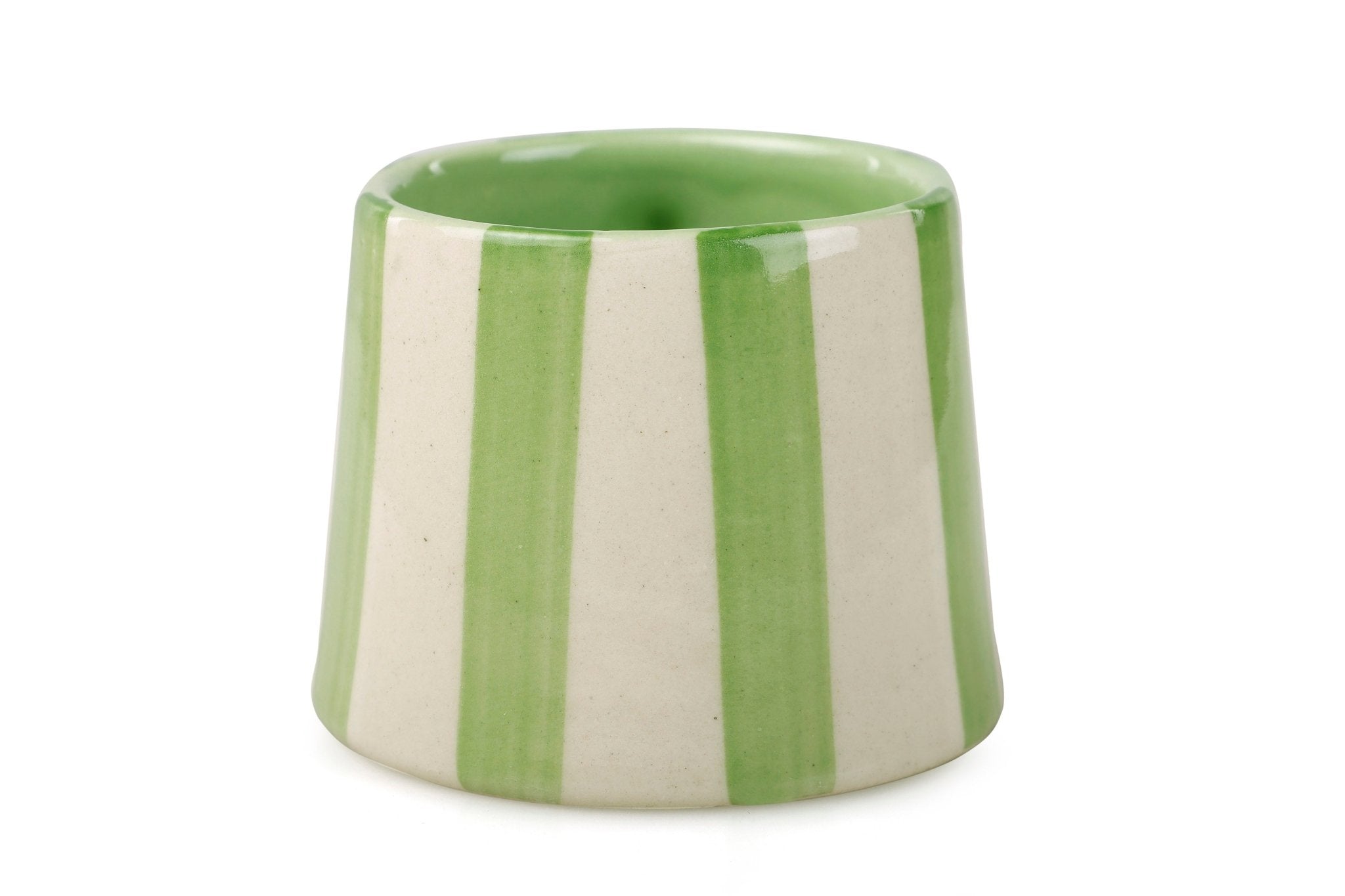 Ceramic Green Stripe Coffee cup - 3.5 x 2.5 Inches ( Set of 4 ) - Che Cose Belle