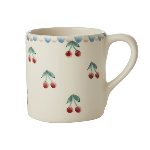 Ceramic Mug with Hand Painted Cherries - 14.2 oz - Che Cose Belle