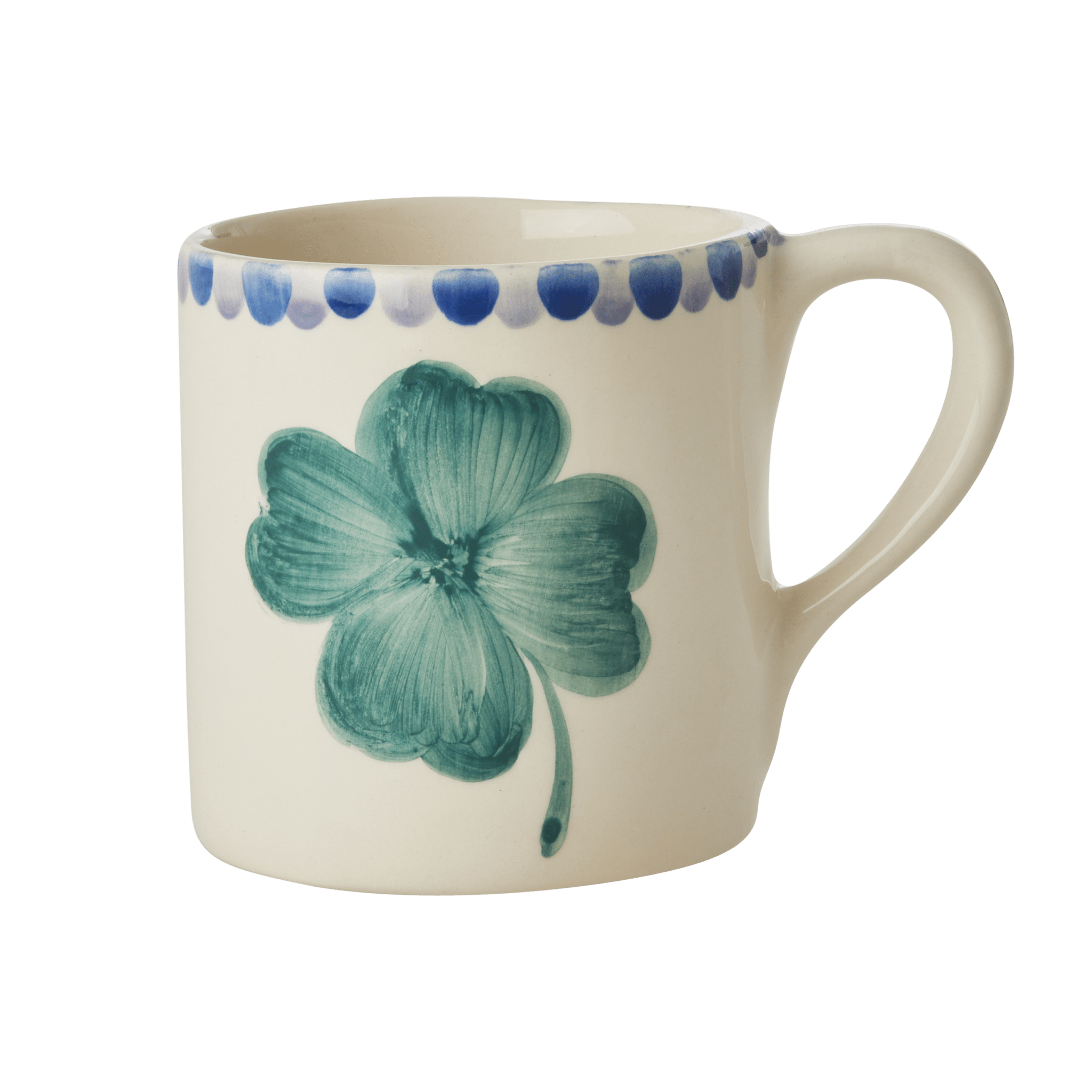 Ceramic Mug with Hand Painted Good Luck Clover - 14.2 oz - Che Cose Belle