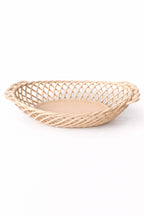 Ceramic Oval Basket – Hand - Woven Dish in White, Beige & Pink Glazed Porcelain - Che Cose Belle