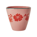 Ceramic Oval Cup with Hand Painted Orange Flower Vine - 10.1 oz - Che Cose Belle
