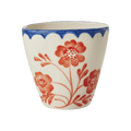 Ceramic Oval Cup with Hand Painted Vintage Flowers - 10.1 oz - Che Cose Belle