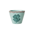 Ceramic Oval Espresso Cup with Hand Painted Good Luck Clover - 2.4 oz - Che Cose Belle