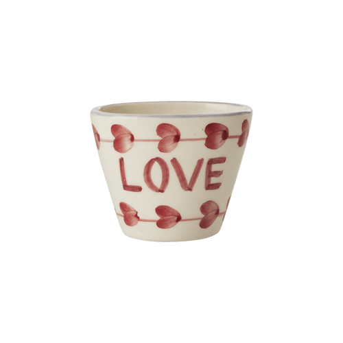 Ceramic Oval Espresso Cup with Hand Painted Love - 2.4 oz - Che Cose Belle