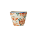 Ceramic Oval Espresso Cup with Hand Painted Orange Flowers - 2.4 oz - Che Cose Belle