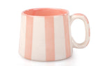 Ceramic Pink Stripe Coffee cup - 220ml - 3.5 x 2.5 Inches (Set of 2) - Che Cose Belle