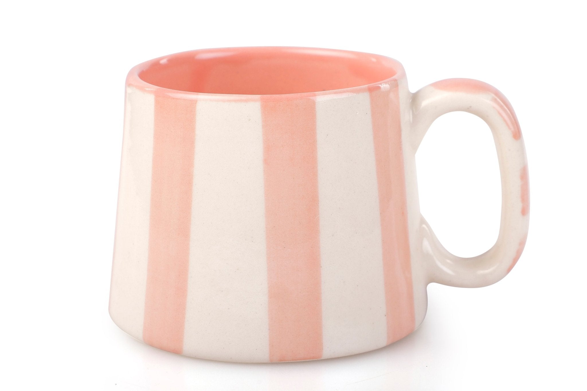 Ceramic Pink Stripe Coffee cup - 220ml - 3.5 x 2.5 Inches (Set of 2) - Che Cose Belle