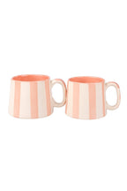 Ceramic Pink Stripe Coffee cup - 220ml - 3.5 x 2.5 Inches (Set of 2) - Che Cose Belle