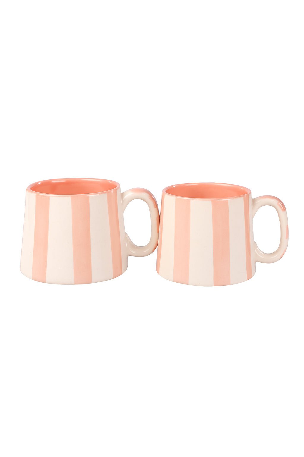 Ceramic Pink Stripe Coffee cup - 220ml - 3.5 x 2.5 Inches (Set of 2) - Che Cose Belle