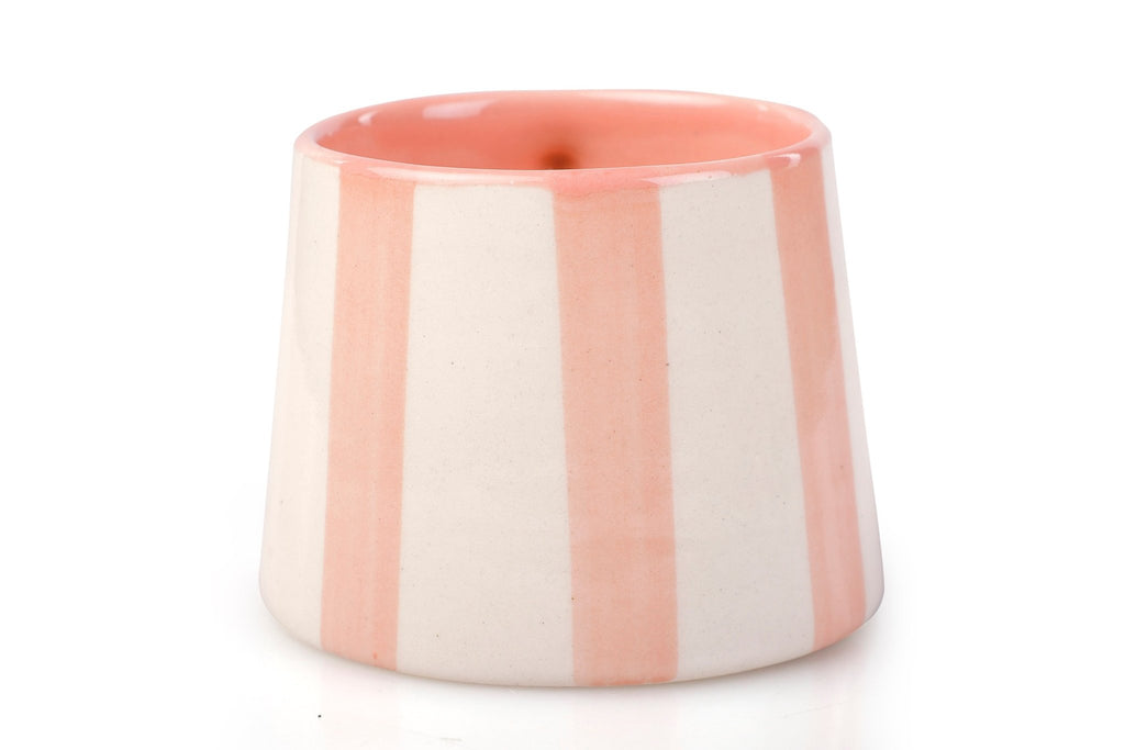 Ceramic Pink Stripe Coffee cup - 220ml - 3.5 x 2.5 Inches (Set of 4) - Che Cose Belle