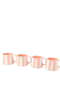 Ceramic Pink Stripe Coffee cup - 220ml - 3.5 x 2.5 Inches (Set of 4) - Che Cose Belle