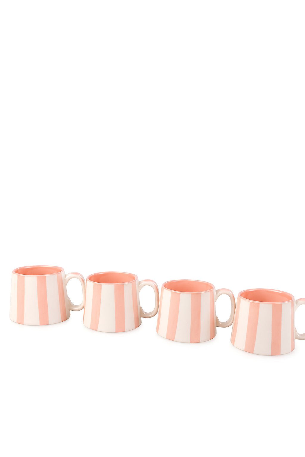 Ceramic Pink Stripe Coffee cup - 220ml - 3.5 x 2.5 Inches (Set of 4) - Che Cose Belle